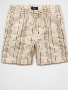 American Eagle Outfitters Cream Striped Drawstring Shorts